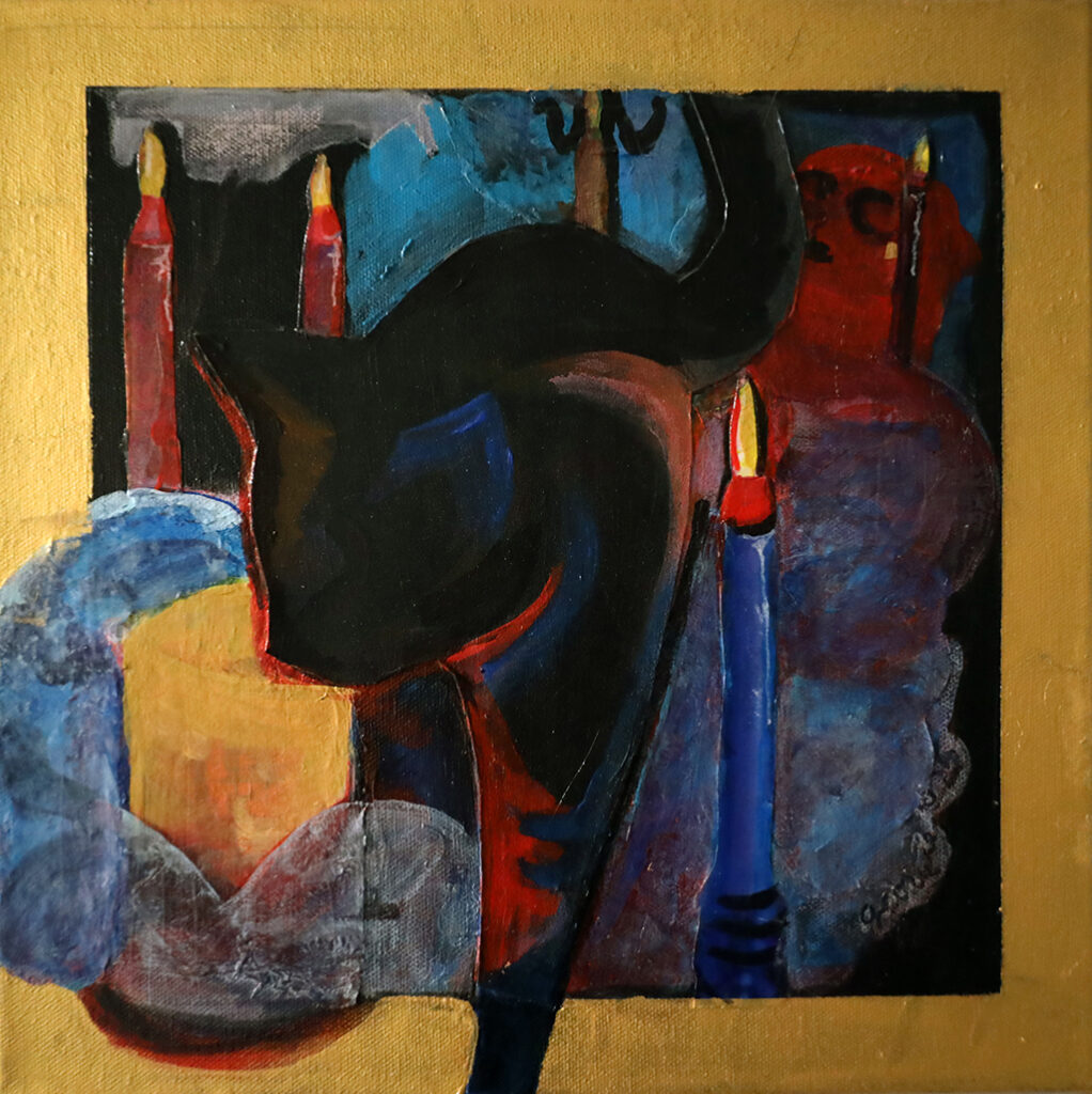 Cat on mysterious black background