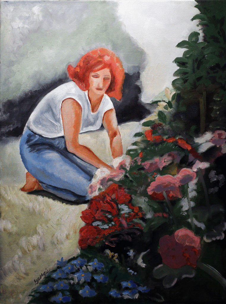 Rita in her garden