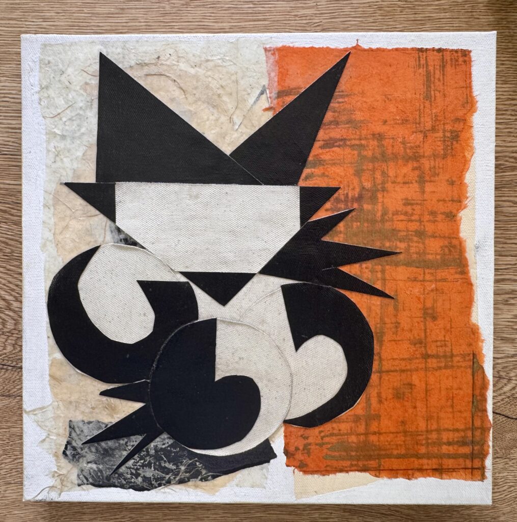 Decoupage of a tuxedo cat