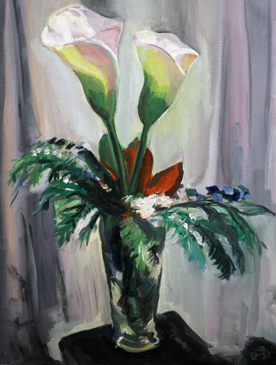 Still life of lilies in a vase
